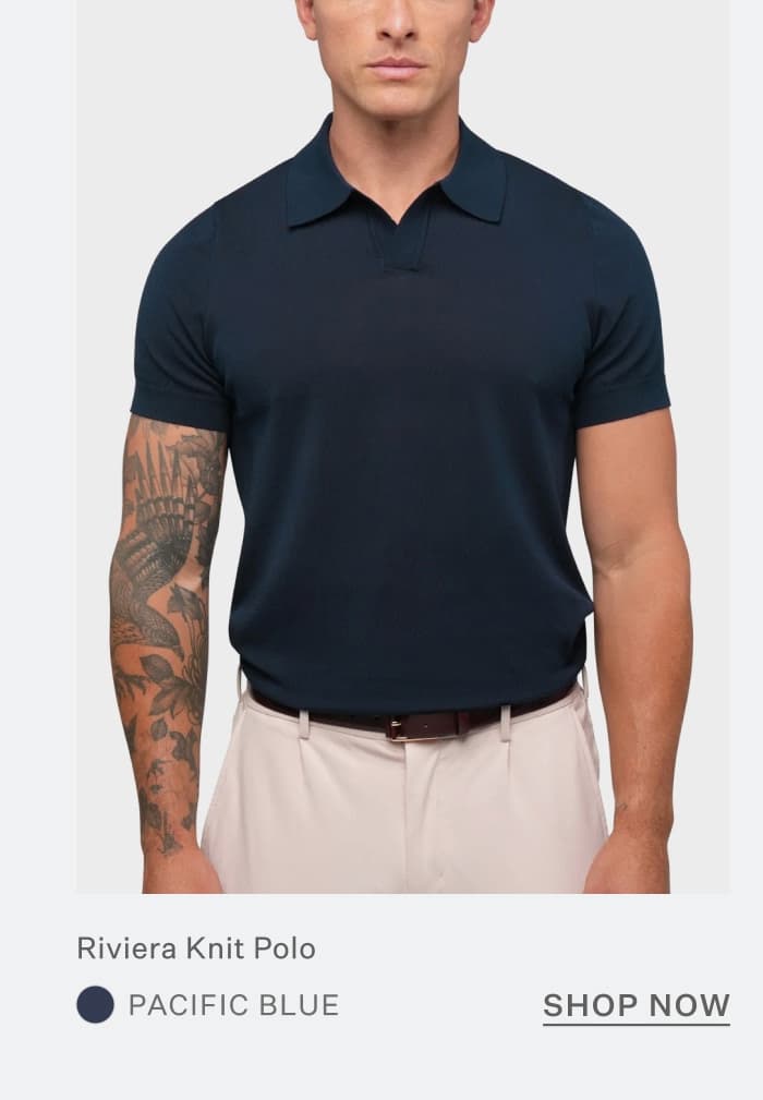 Riviera Knit Polo - Pacific Blue
