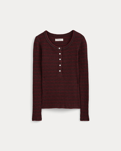 Image | The Cozy Rib Henley | Cabernet/Coffee Bean