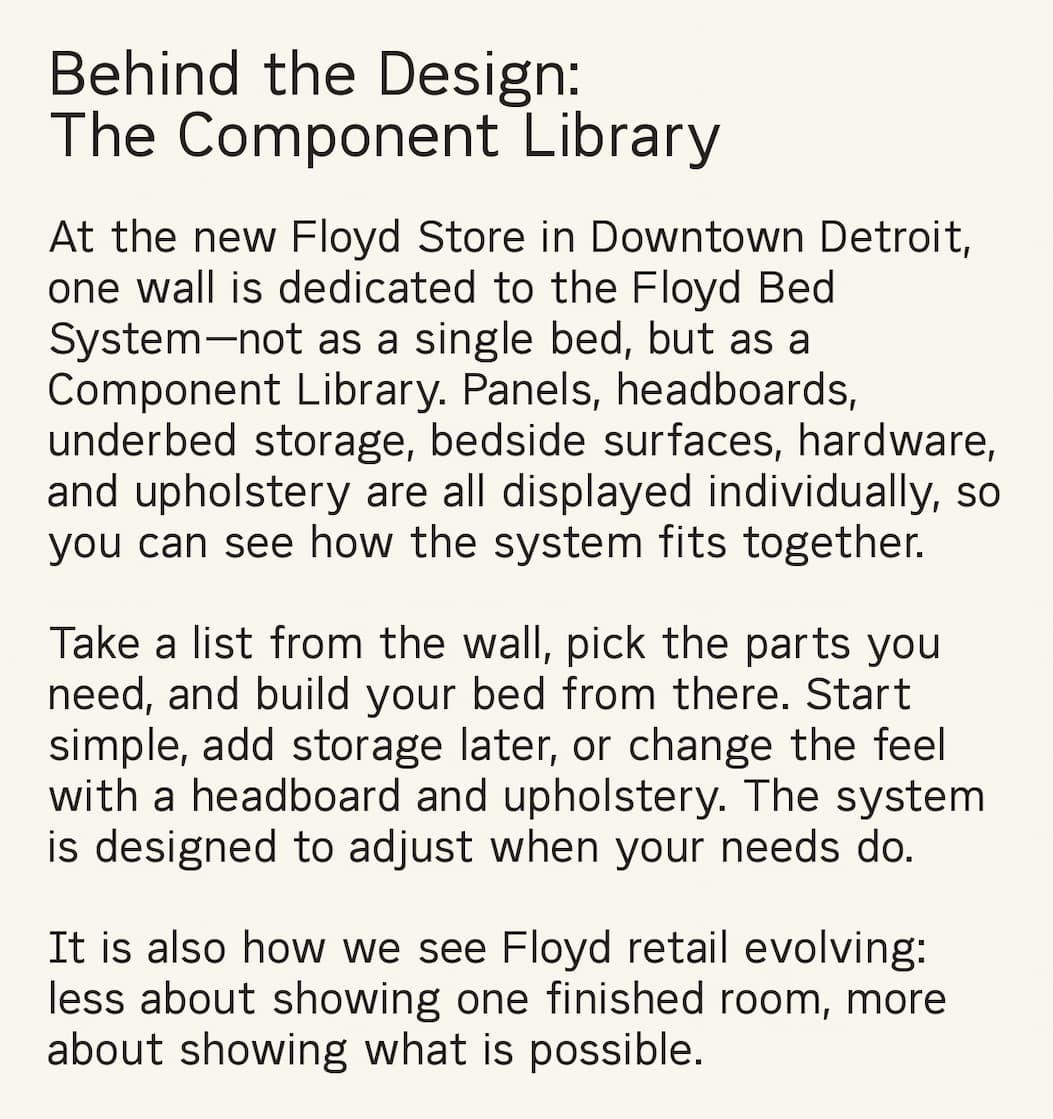 Now Open: Floyd in Downtown Detroit. We're happy to announce that Floyd is part of the new GW Home showroom on Woodward Avenue in downtown Detroit. Now you can experience a curated selection of modular seating, storage, and bedroom furniture in person.