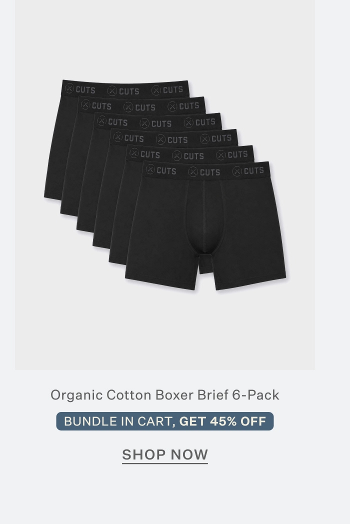 Organic Cotton Boxer Brief 6-Pack | Bundle in Cart, Get 45% Off