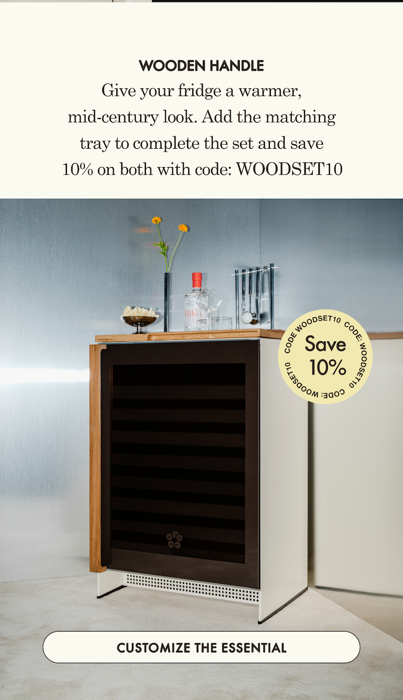 Wooden Handle. Give your fridge a warmer, mid-century look. Add the matching tray to complete the set and save 10% on both with code: WOODSET10