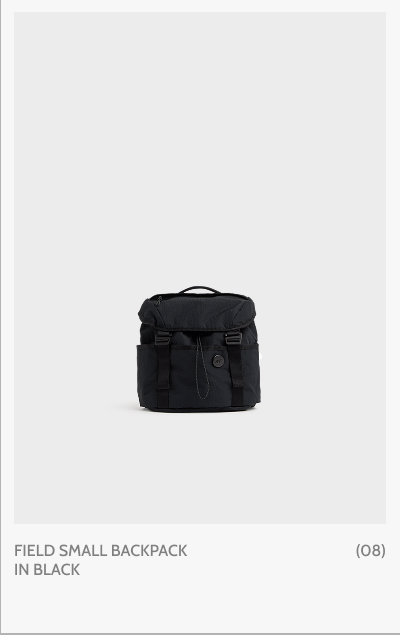 Field Small Backpack in Black. (08)
